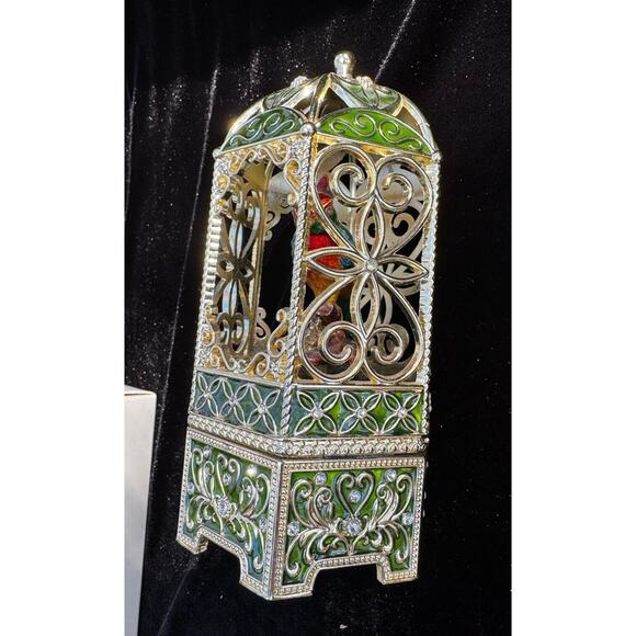 Vintage Chestnut Lane Enamel and Rhinestone Encrusted Bird Cage Exotic Bird -A18 - Picture 5 of 12